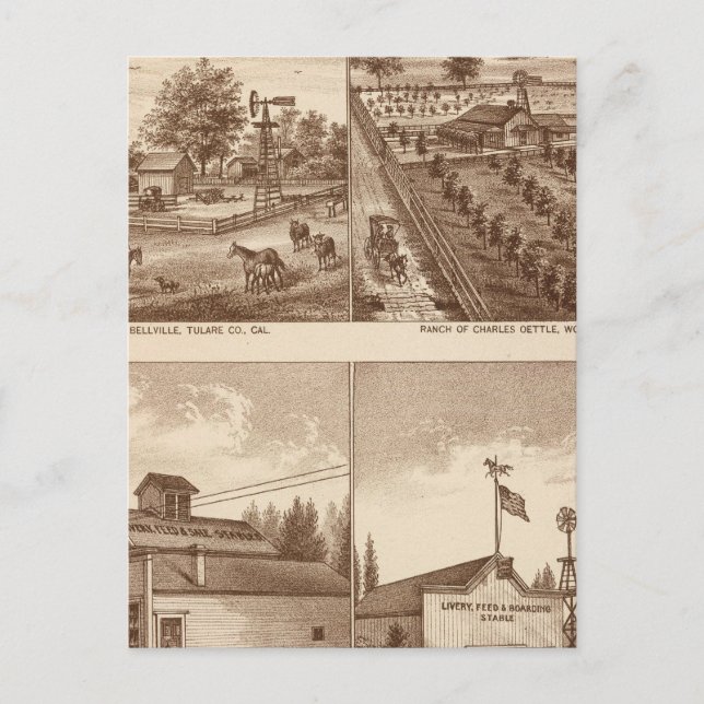 Ranches, stables, Tulare Co, Cal Postcard (Front)