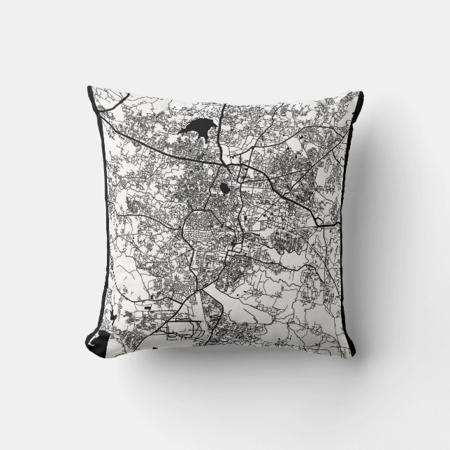 Ranchi Jharkhand City Map Throw Pillow (Front)