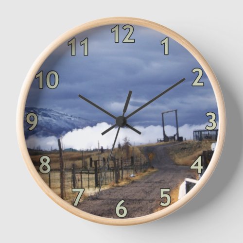 Ranchland _ Foggy Mountains on Ranch Road Clock