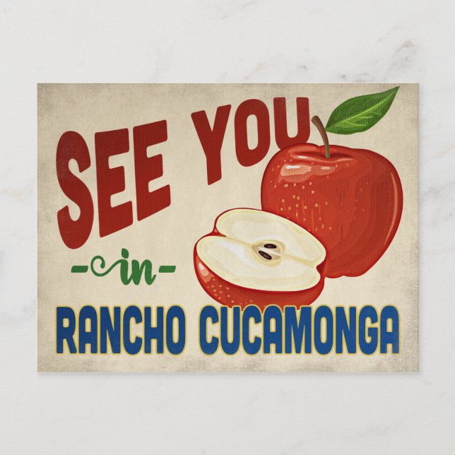 Rancho Cucamonga California Apple - Vintage Travel Postcard (Front)