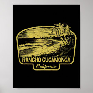 Rancho Cucamonga California Beach Surf Vintage Blu Poster