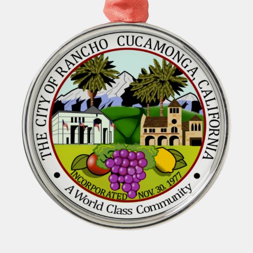 Rancho Cucamonga California City Seal Metal Ornament
