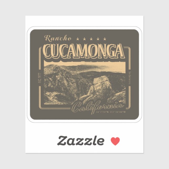 RANCHO CUCAMONGA CALIFORNIA - CUCAMONGA PEAK STICKER (Sheet)
