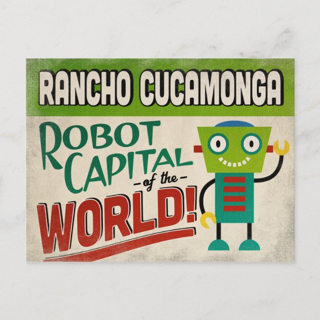 Rancho Cucamonga California Robot - Funny Vintage Postcard (Front)