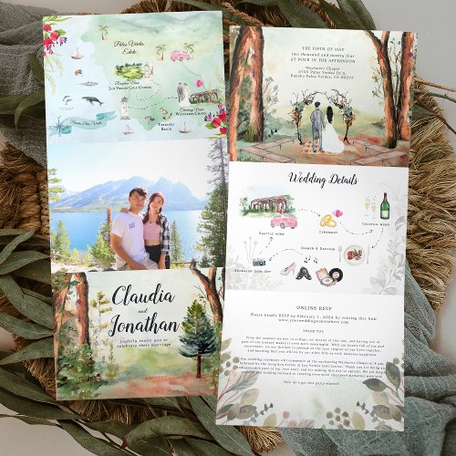 Rancho Palos Verdes  Boho Wedding Tri_Fold Invitation