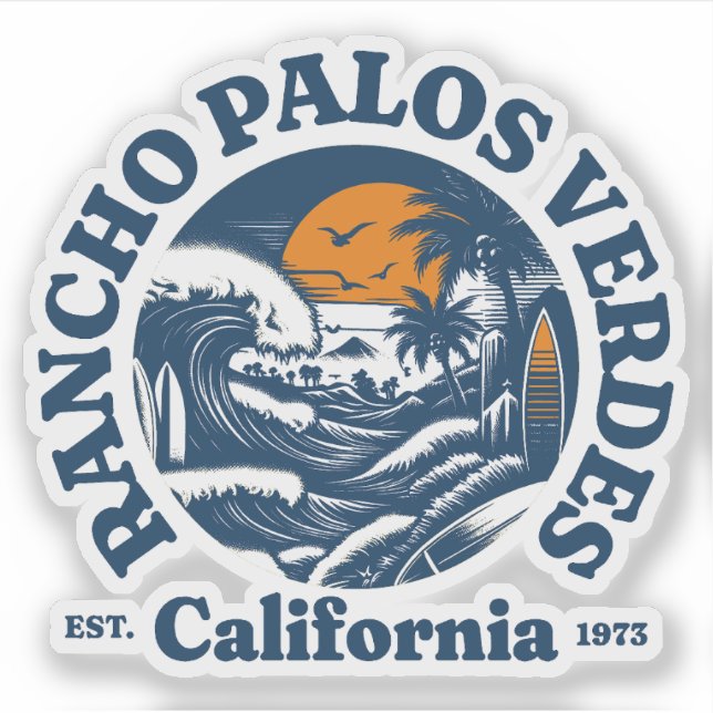 Rancho Palos Verdes,California Sticker (Front)