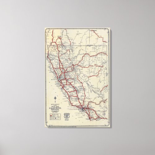 Rand McNally Junior Road Map California and Nevada Canvas Print