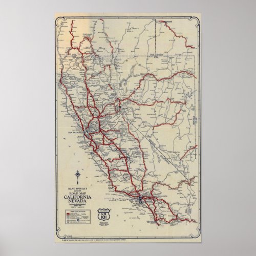 Rand McNally Junior Road Map California and Nevada Poster