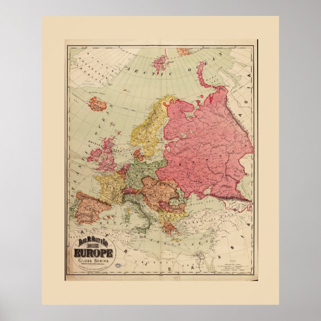 Rand McNally Map of Europe (1894) Poster (Front)