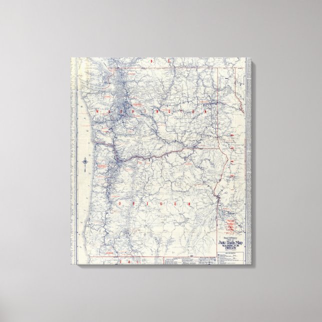 Rand McNally Official 1925 Auto Trails Map Canvas Print (Front)