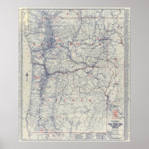 Rand McNally Official 1925 Auto Trails Map Poster