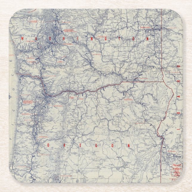 Rand McNally Official 1925 Auto Trails Map Square Paper Coaster (Front)
