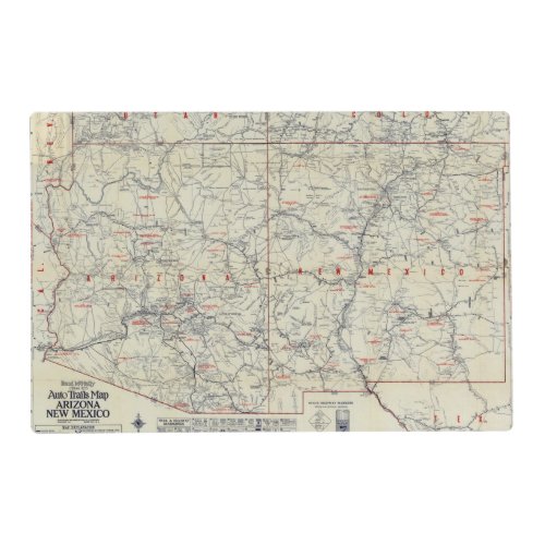 Rand McNally Official 1925 Auto Trails Placemat
