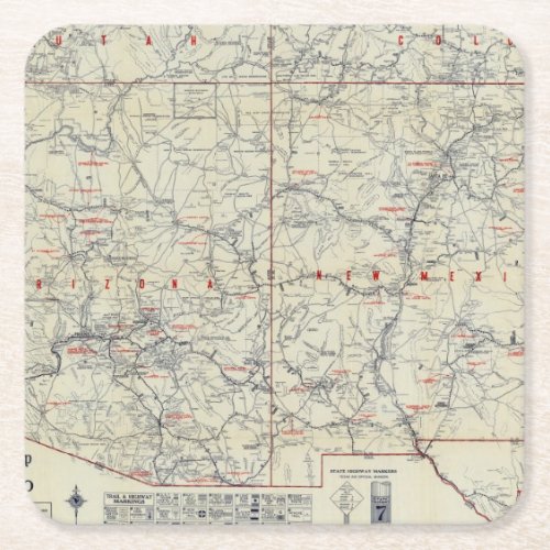 Rand McNally Official 1925 Auto Trails Square Paper Coaster