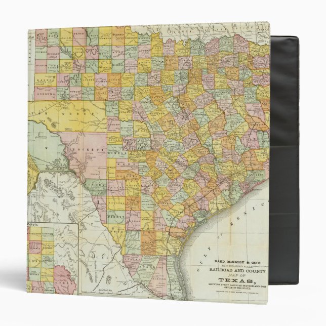 Rand McNally Railroad And County Map Of Texas 3 Ring Binder (Front/Inside)
