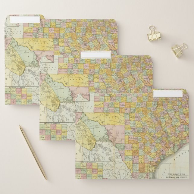 Rand McNally Railroad And County Map Of Texas File Folder (Set)