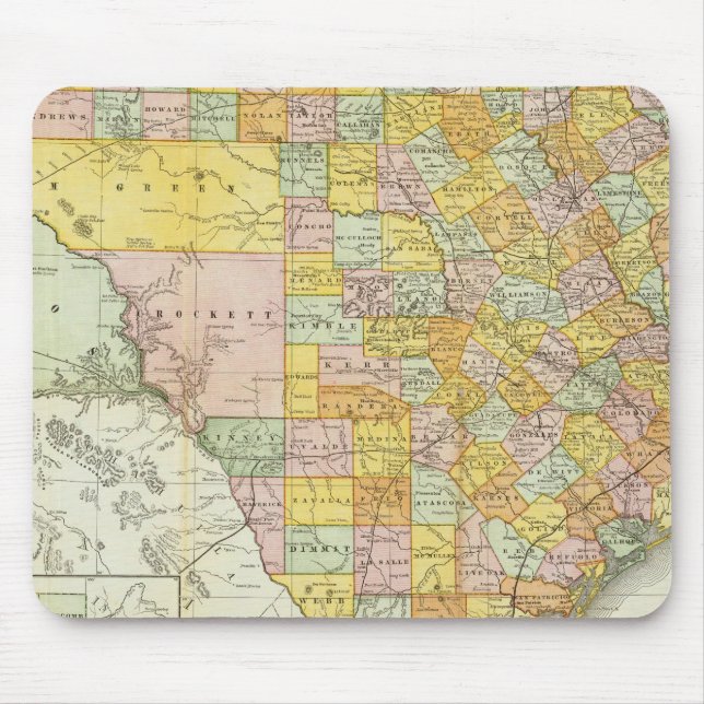 Rand McNally Railroad And County Map Of Texas Mouse Pad (Front)