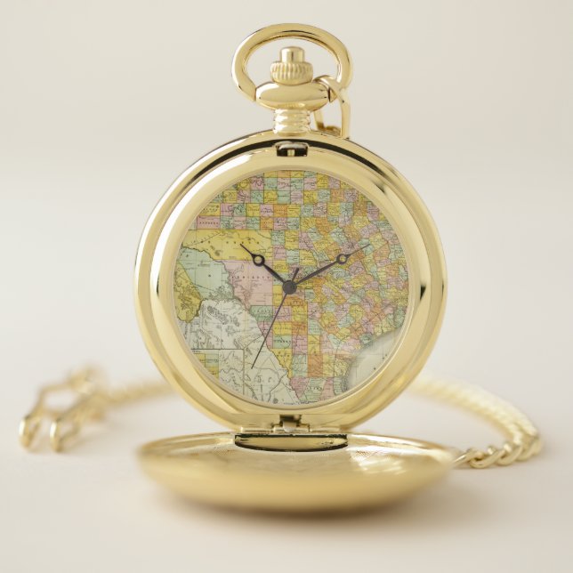 Rand McNally Railroad And County Map Of Texas Pocket Watch (Inside)