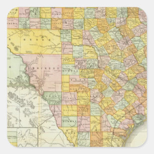 Rand McNally Railroad And County Map Of Texas Square Sticker