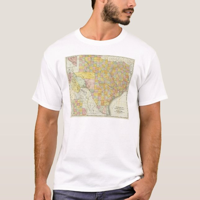 Rand McNally Railroad And County Map Of Texas T-Shirt (Front)