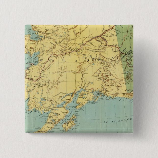Rand McNally's Map Of Alaska Pinback Button (Front)