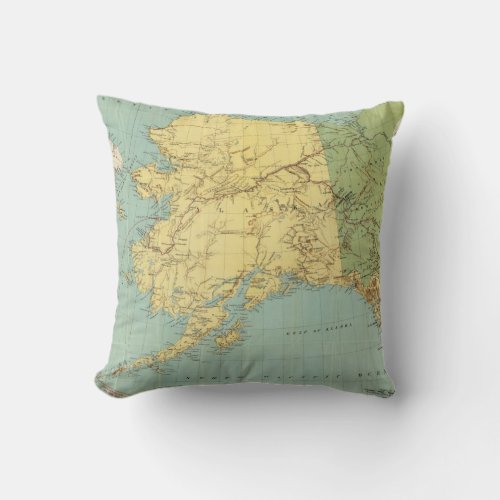 Rand McNallys Map Of Alaska Throw Pillow