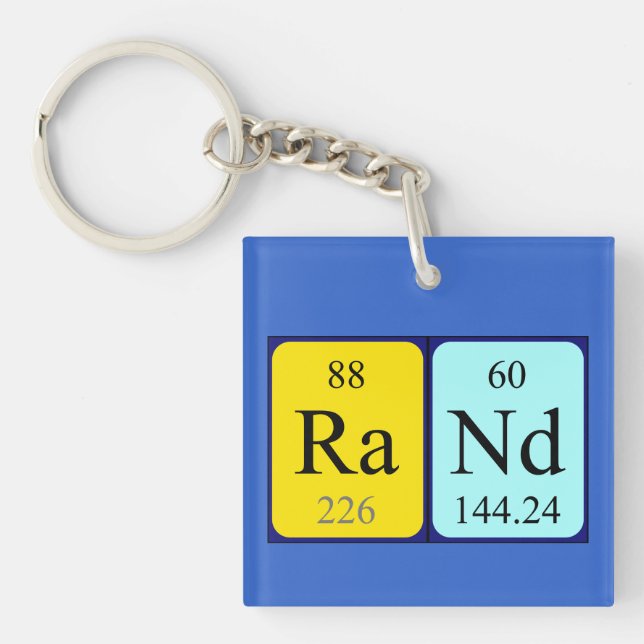 Rand periodic table name keyring (Front)