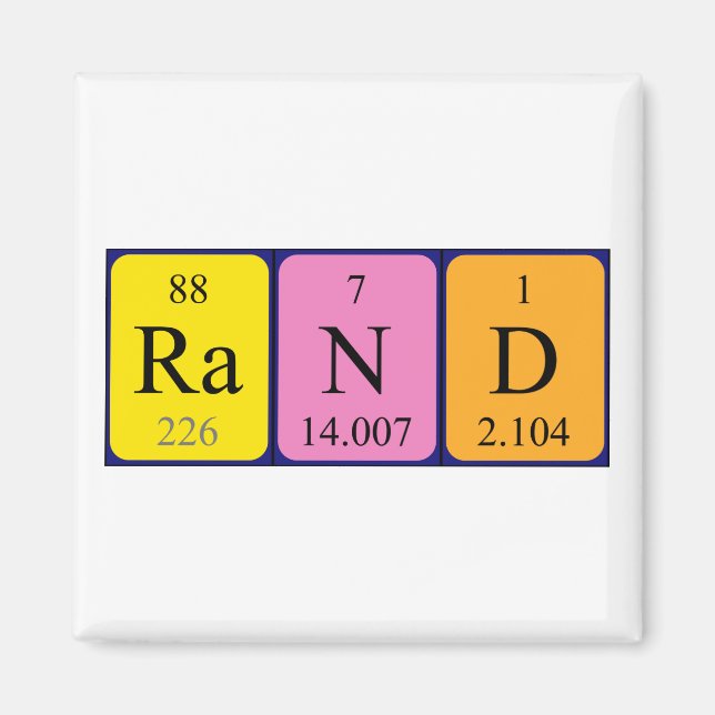 Rand periodic table name magnet (Front)