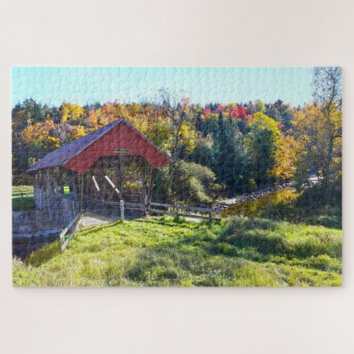 Randall Covered Bridge in Autumn Vermont Jigsaw Puzzle