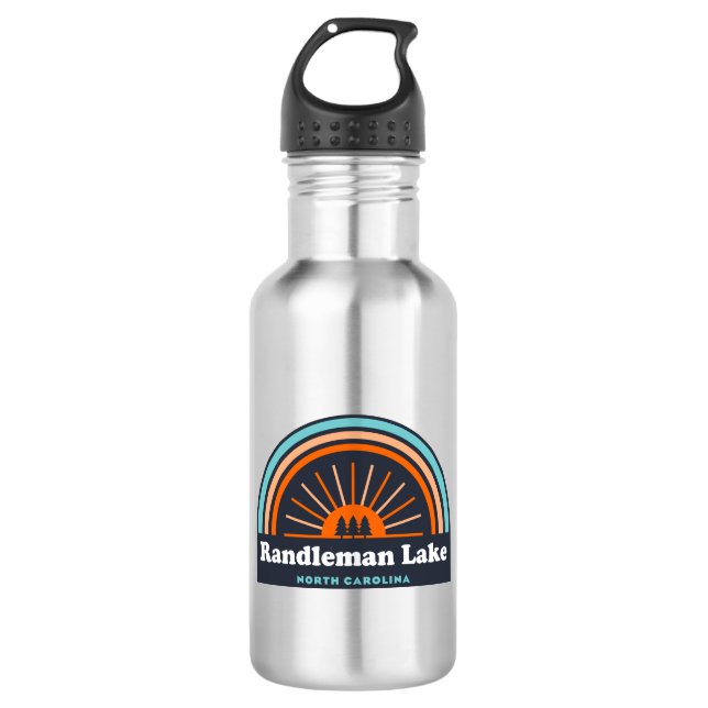 Randleman Lake North Carolina Rainbow Stainless Steel Water Bottle (Front)