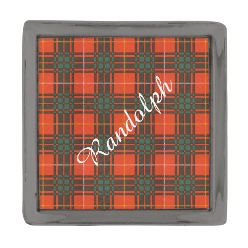 Randolph clan Plaid Scottish kilt tartan Gunmetal Finish Lapel Pin