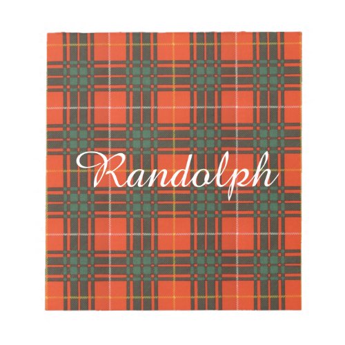 Randolph clan Plaid Scottish kilt tartan Notepad
