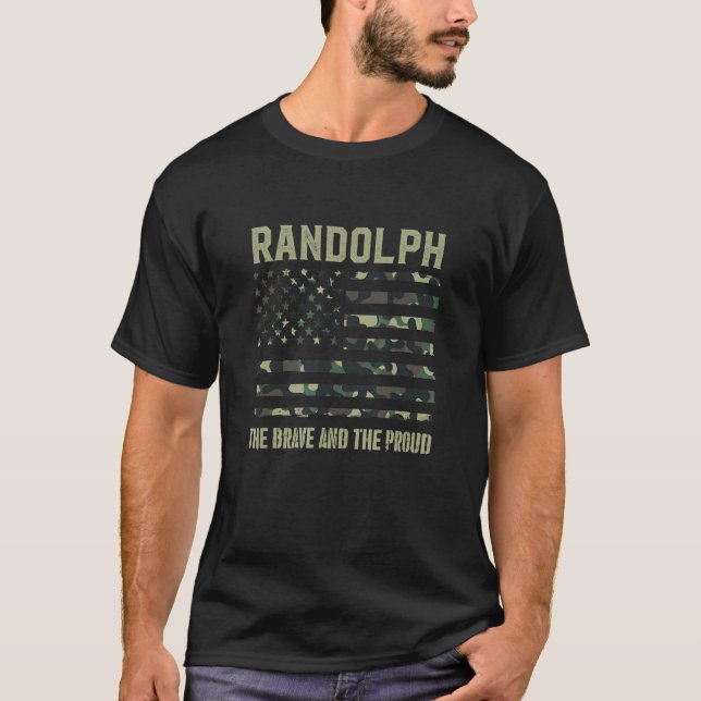 RANDOLPH Last Name Surname Camouflage American Fla T-Shirt (Front)