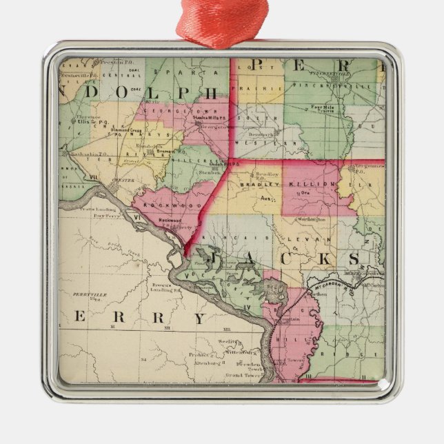 Randolph, Perry, Jackson counties Metal Ornament (Front)