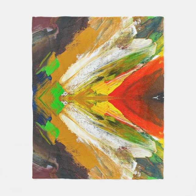 Random Abstract Brushstroke Composition by Lukian Fleece Blanket (Front)