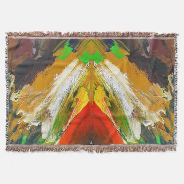 Random Abstract Brushstroke Composition by Lukian Throw Blanket (Front)