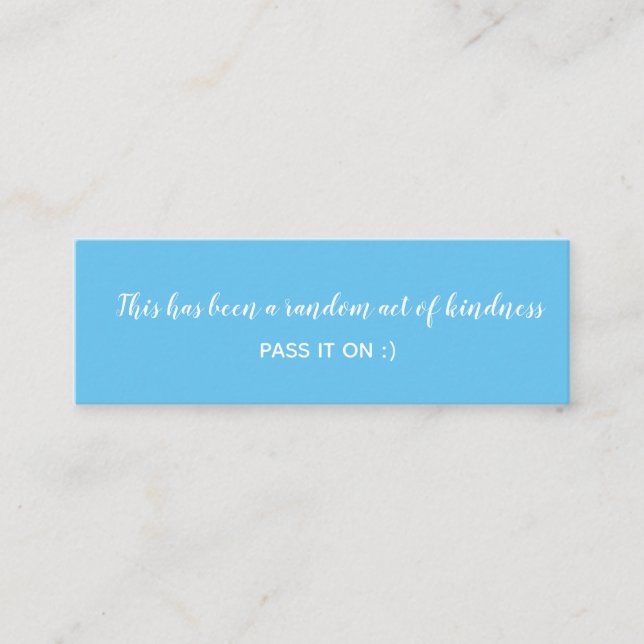 Random Act of Kindness Blue White Minimal Mini Business Card (Front)