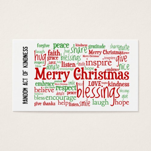 Random Act of Kindness Christmas Cards Business Card Template