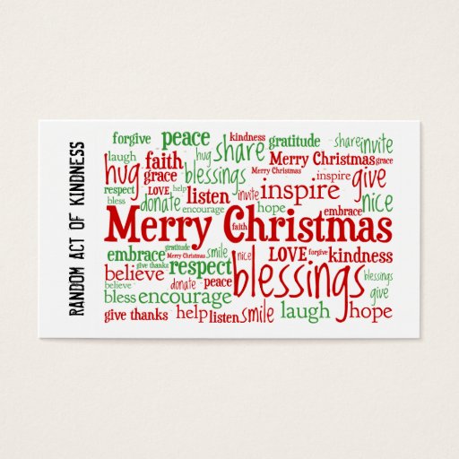 Customizable Random Act of Kindness Christmas Cards Business Card Template