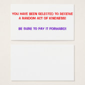 Random Act of Kindness, Pay it forward Cards (Front & Back)
