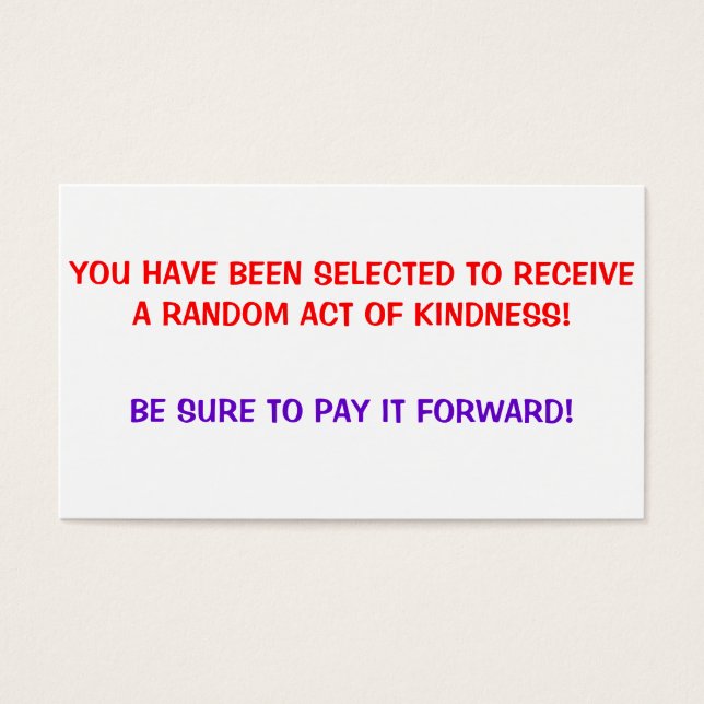 Random Act of Kindness, Pay it forward Cards (Front)