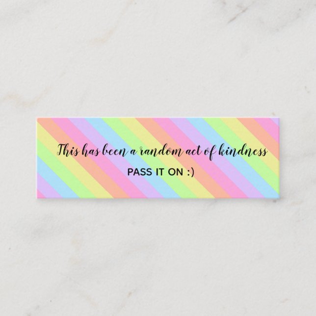 Random Act of Kindness Rainbow Pastel Stripes Mini Business Card (Front)