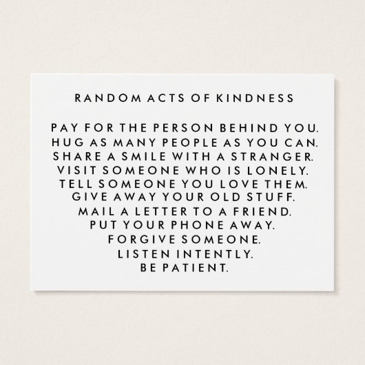 Random Acts of Kindness Pay It Forward Card I (Back)