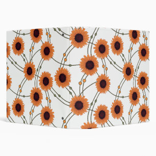Random Art Nouveau Sunflowers Retro Floral Orange 3 Ring Binder