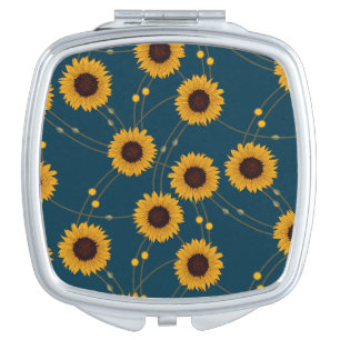 Random Art Nouveau Sunflowers Retro Floral Yellow Compact Mirror