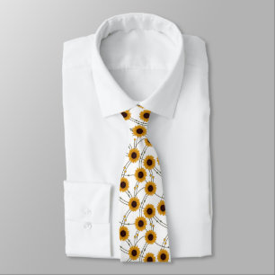 Random Art Nouveau Sunflowers Retro Floral Yellow Neck Tie