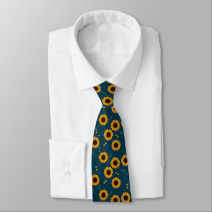 Random Art Nouveau Sunflowers Retro Floral Yellow Neck Tie
