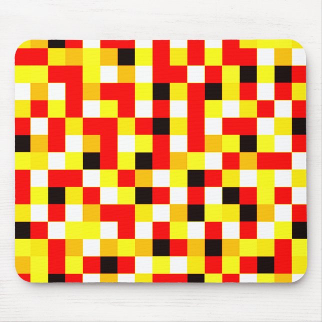 Random Checkered Pixel Art - Red & Yellow Mouse Pad (Front)