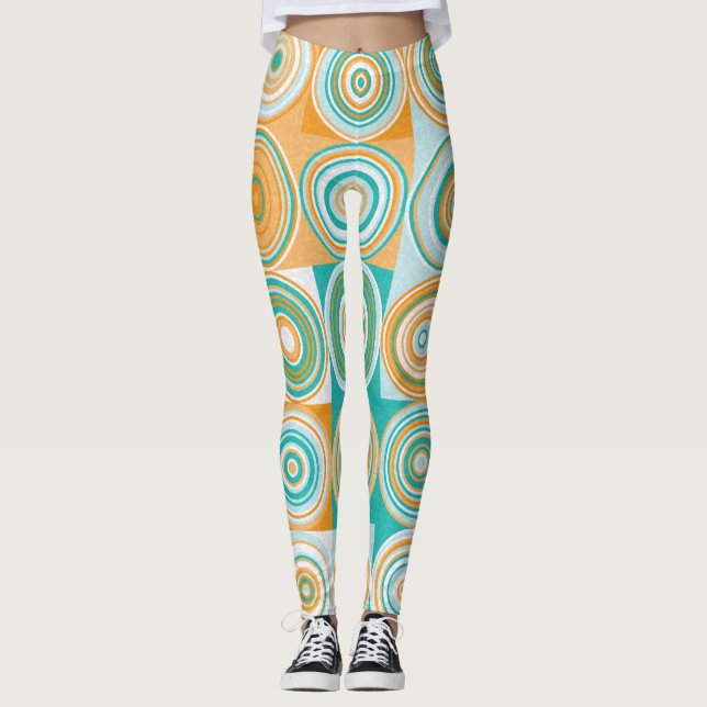 Random Colored Circles: Artistic Background. Leggings (Front)