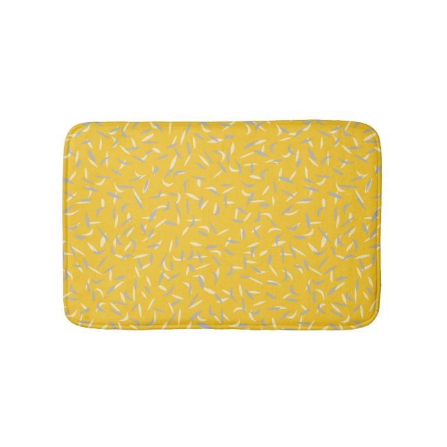 Random Confetti Flecks, Mustard Yellow, Gray Bath Mat (Front)